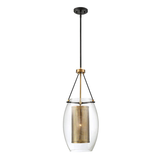 Savoy House Dunbar 1-Light Pendant, Warm Brass/Bronze Accents - 7-9063-1-95