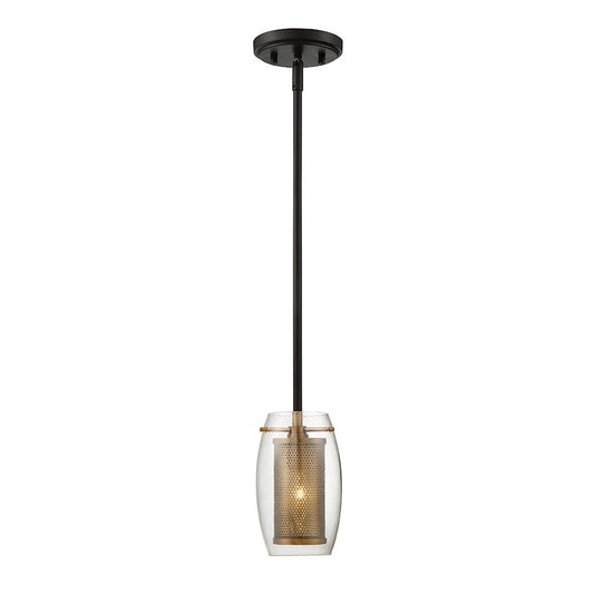 Savoy House Dunbar 1-Light Mini-Pendant, Warm Brass/Bronze Accents - 7-9064-1-95