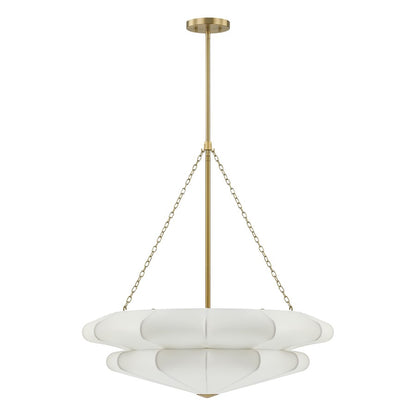 Savoy House Coppell 3 Lt Pendant, Sheer White, Warm Brass