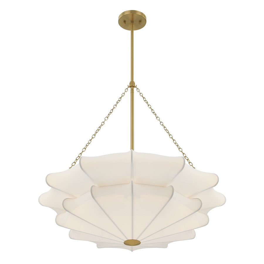 Savoy House Coppell 3 Lt Pendant, Sheer White, Warm Brass