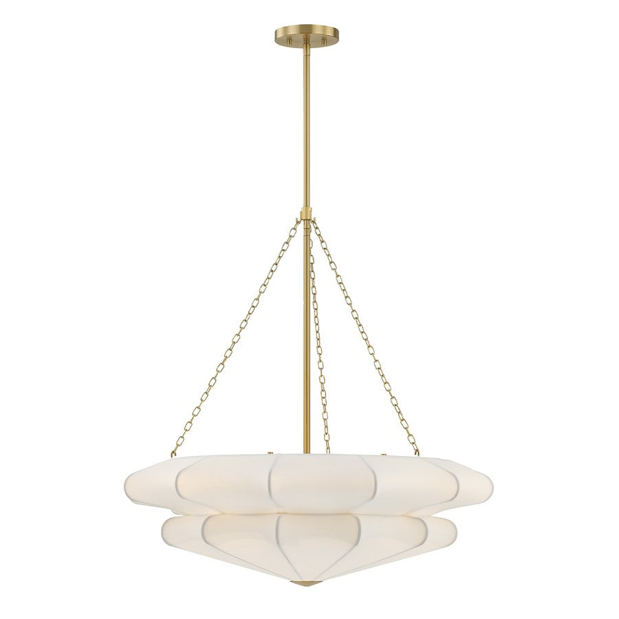 Savoy House Coppell 3 Lt Pendant, Sheer White, Warm Brass