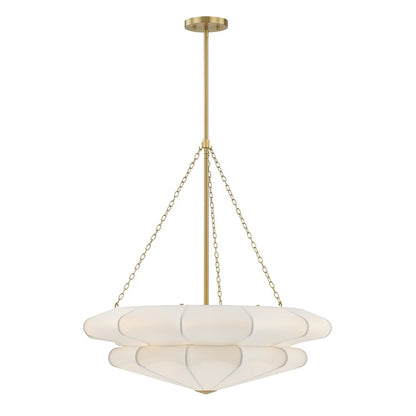 Savoy House Coppell 3 Lt Pendant, Sheer White, Warm Brass
