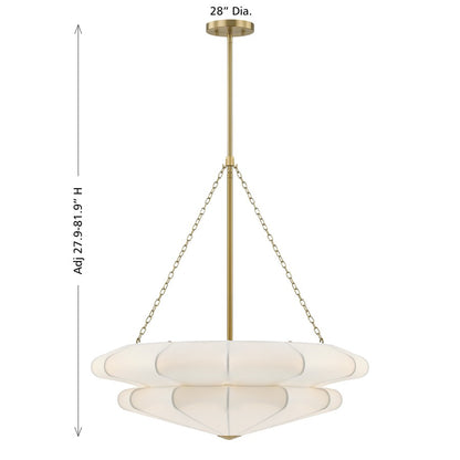 Savoy House Coppell 3 Lt Pendant, Sheer White, Warm Brass