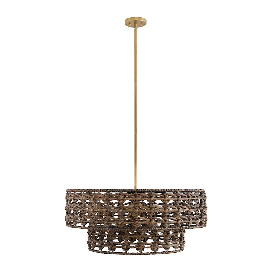 Savoy House Silencio 7 Light Pendant, Riviera Brass