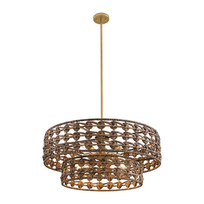Savoy House Silencio 7 Light Pendant, Riviera Brass