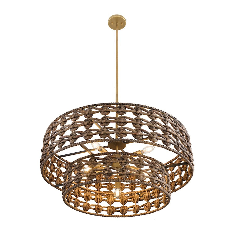 Savoy House Silencio 7 Light Pendant, Riviera Brass
