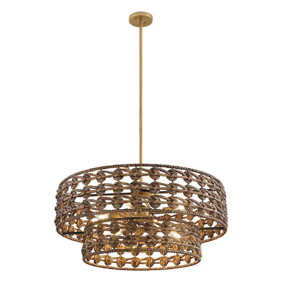 Savoy House Silencio 7 Light Pendant, Riviera Brass