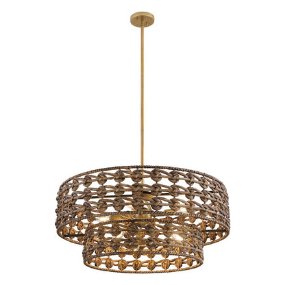 Savoy House Silencio 7 Light Pendant, Riviera Brass