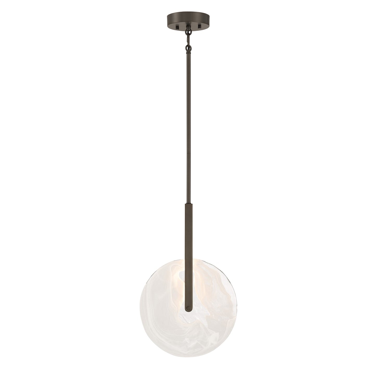 Savoy House Ainslie 12in 1-Light LED Pendant | Modern Mediterranean Bronze and Strie Glass | Kitchen & Dining Room | 12 x 12 x 18 in | Model 7-9307-1-15