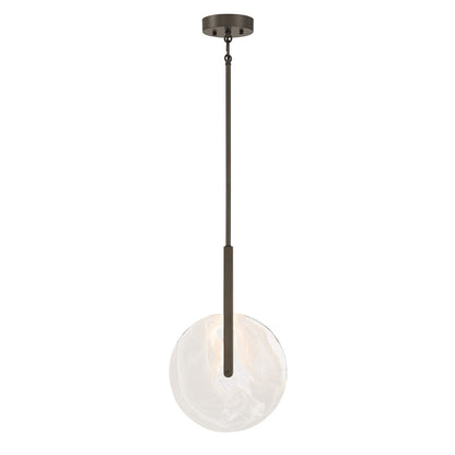 Savoy House Ainslie 12in 1-Light LED Pendant | Modern Mediterranean Bronze and Strie Glass | Kitchen & Dining Room | 12 x 12 x 18 in | Model 7-9307-1-15