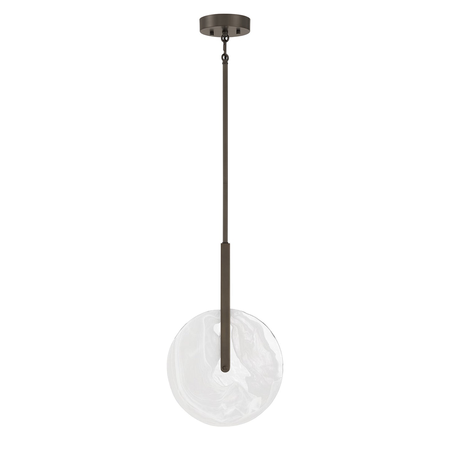 Savoy House Ainslie 12in 1-Light LED Pendant | Modern Mediterranean Bronze and Strie Glass | Kitchen & Dining Room | 12 x 12 x 18 in | Model 7-9307-1-15