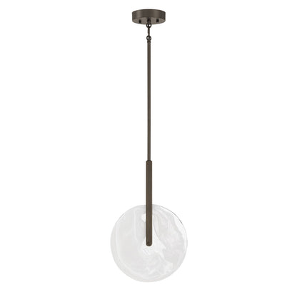 Savoy House Ainslie 12in 1-Light LED Pendant | Modern Mediterranean Bronze and Strie Glass | Kitchen & Dining Room | 12 x 12 x 18 in | Model 7-9307-1-15