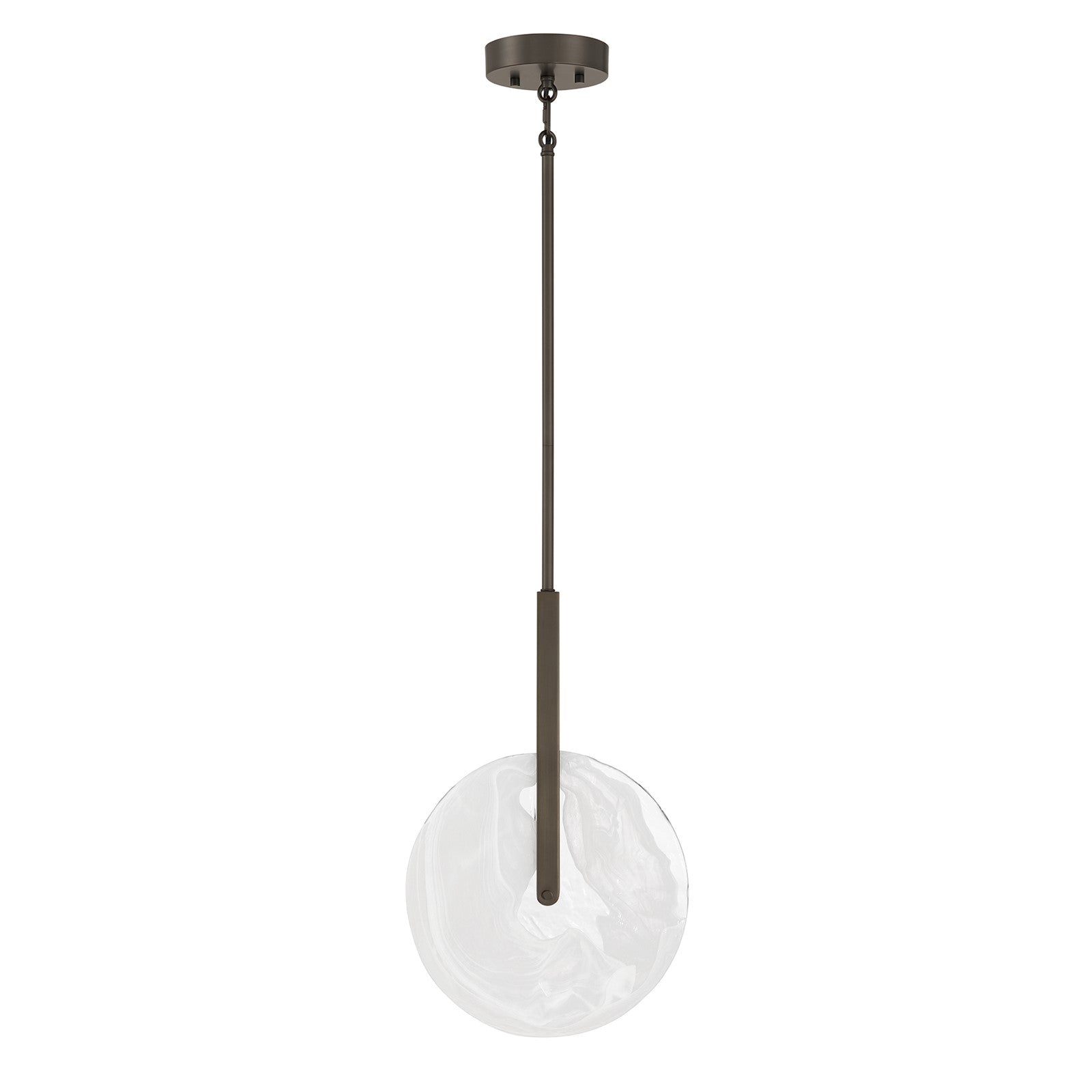 Savoy House Ainslie 12in 1-Light LED Pendant | Modern Mediterranean Bronze and Strie Glass | Kitchen & Dining Room | 12 x 12 x 18 in | Model 7-9307-1-15