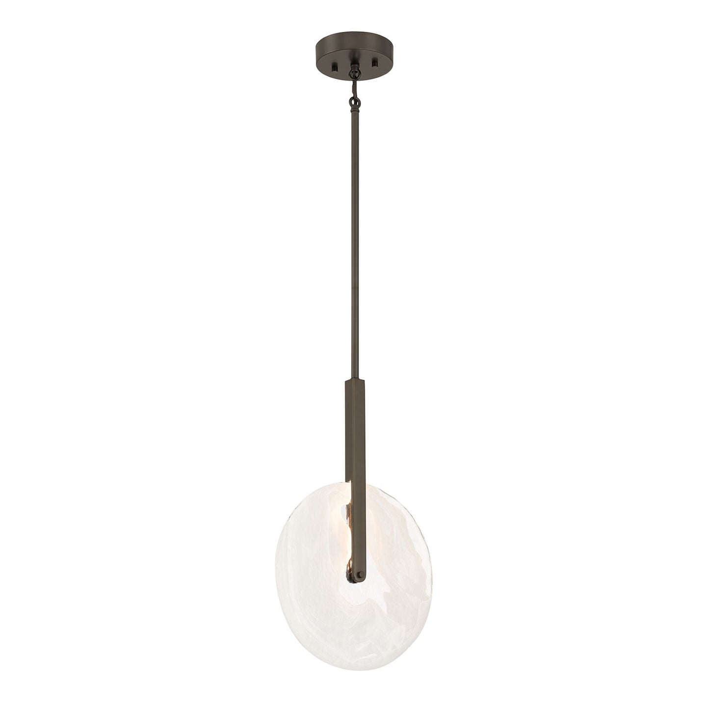 Savoy House Ainslie 12in 1-Light LED Pendant | Modern Mediterranean Bronze and Strie Glass | Kitchen & Dining Room | 12 x 12 x 18 in | Model 7-9307-1-15