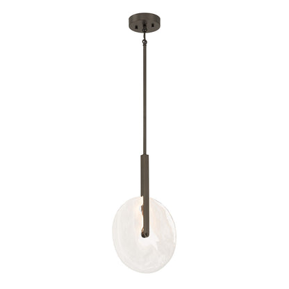 Savoy House Ainslie 12in 1-Light LED Pendant | Modern Mediterranean Bronze and Strie Glass | Kitchen & Dining Room | 12 x 12 x 18 in | Model 7-9307-1-15