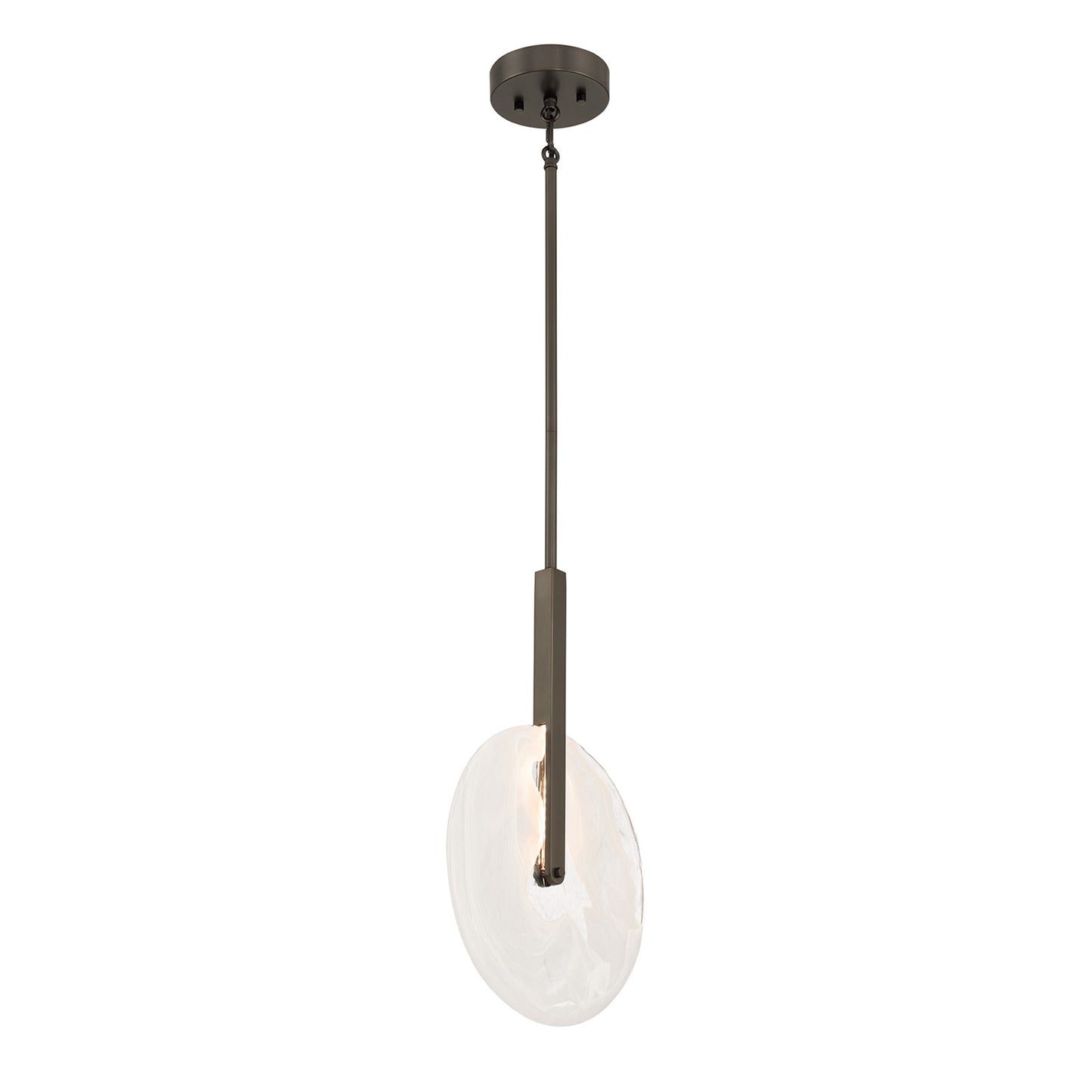 Savoy House Ainslie 12in 1-Light LED Pendant | Modern Mediterranean Bronze and Strie Glass | Kitchen & Dining Room | 12 x 12 x 18 in | Model 7-9307-1-15