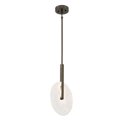 Savoy House Ainslie 12in 1-Light LED Pendant | Modern Mediterranean Bronze and Strie Glass | Kitchen & Dining Room | 12 x 12 x 18 in | Model 7-9307-1-15