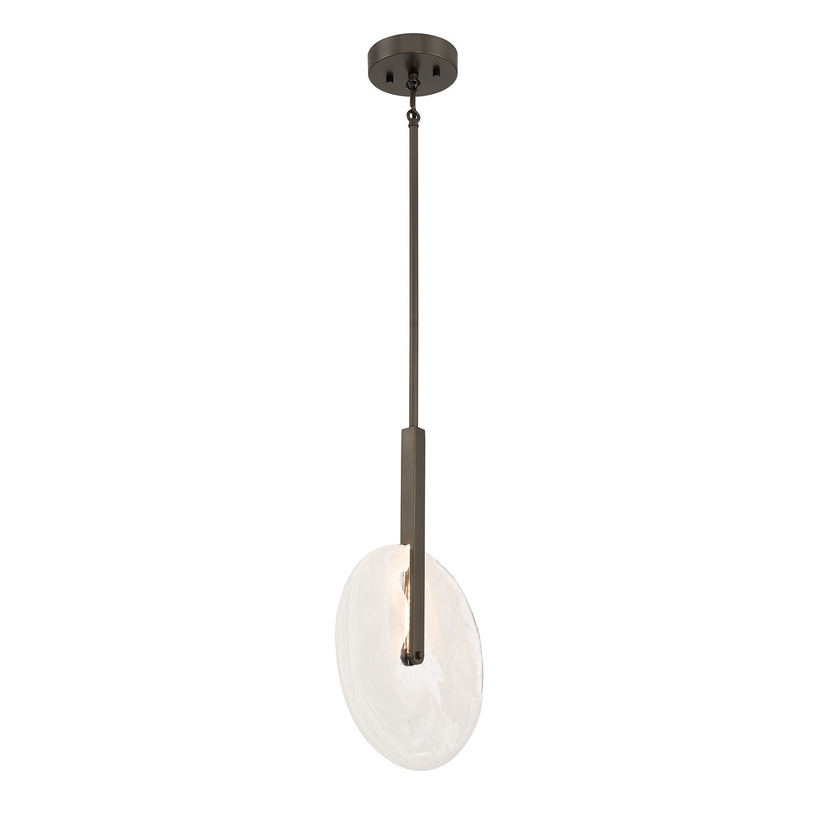 Savoy House Ainslie 12in 1-Light LED Pendant | Modern Mediterranean Bronze and Strie Glass | Kitchen & Dining Room | 12 x 12 x 18 in | Model 7-9307-1-15