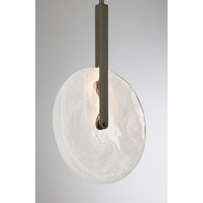 Savoy House Ainslie 12in 1-Light LED Pendant | Modern Mediterranean Bronze and Strie Glass | Kitchen & Dining Room | 12 x 12 x 18 in | Model 7-9307-1-15