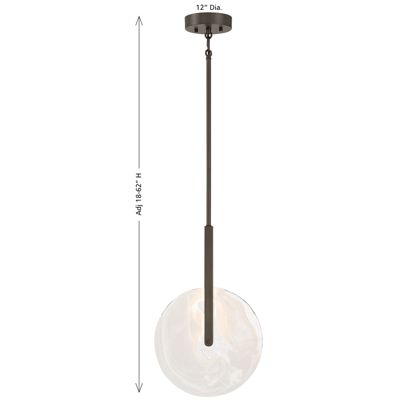 Savoy House Ainslie 12in 1-Light LED Pendant | Modern Mediterranean Bronze and Strie Glass | Kitchen & Dining Room | 12 x 12 x 18 in | Model 7-9307-1-15