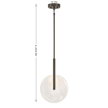 Savoy House Ainslie 12in 1-Light LED Pendant | Modern Mediterranean Bronze and Strie Glass | Kitchen & Dining Room | 12 x 12 x 18 in | Model 7-9307-1-15