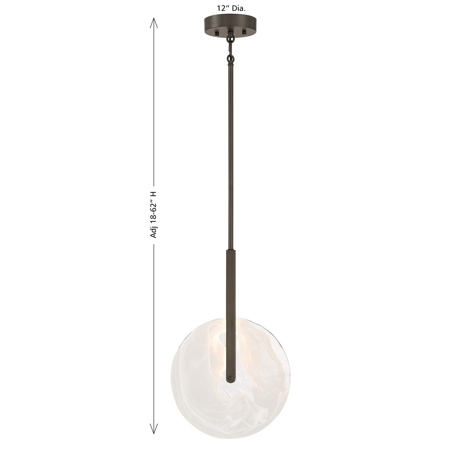 Savoy House Ainslie 12in 1-Light LED Pendant | Modern Mediterranean Bronze and Strie Glass | Kitchen & Dining Room | 12 x 12 x 18 in | Model 7-9307-1-15