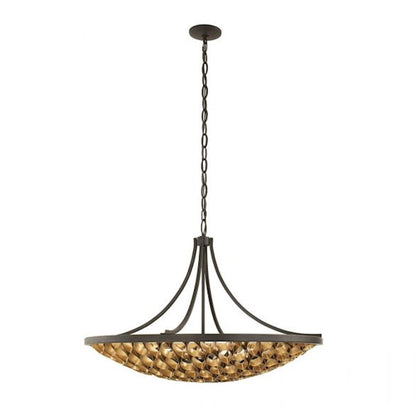 6 Light Pendant, Matte Black/Gold