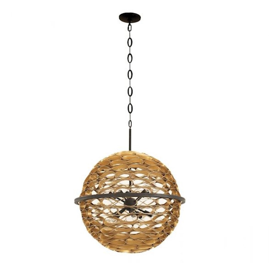 6 Light Pendant, Matte Black/Gold
