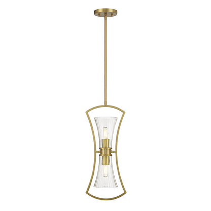 2 Light Pendant, Warm Brass