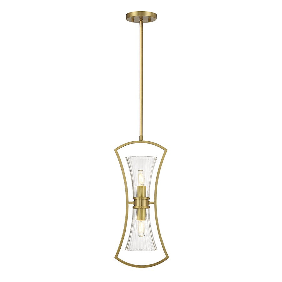 2 Light Pendant, Warm Brass