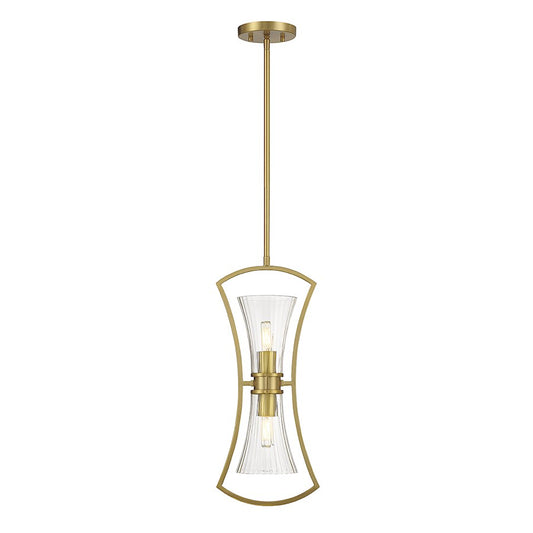 2 Light Pendant, Warm Brass
