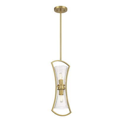 2 Light Pendant, Warm Brass