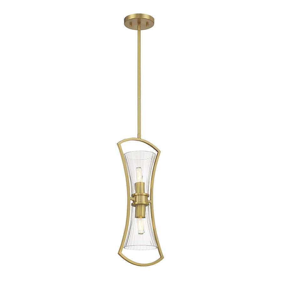 2 Light Pendant, Warm Brass