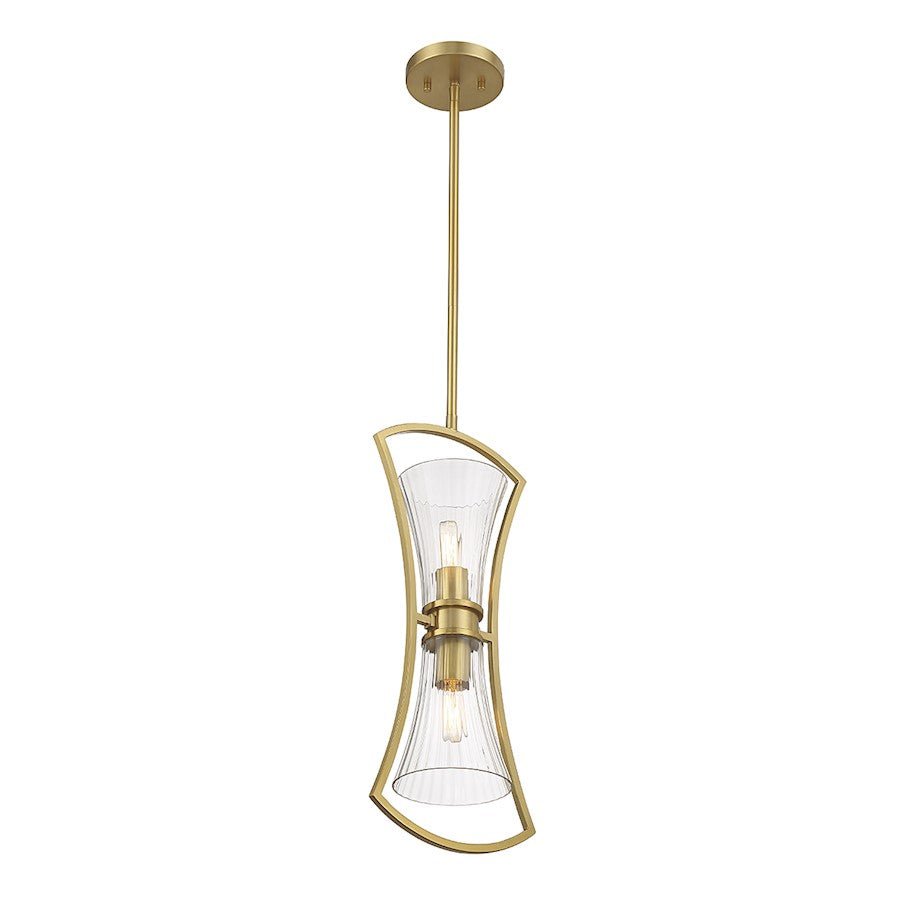 2 Light Pendant, Warm Brass