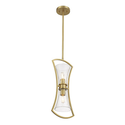 2 Light Pendant, Warm Brass