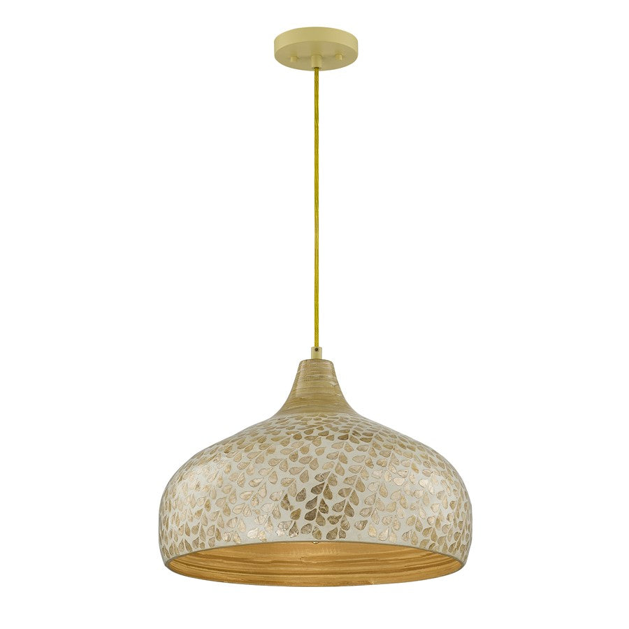 Savoy House Kemp 1 Lt Pendant, Ivory and Gold Shell