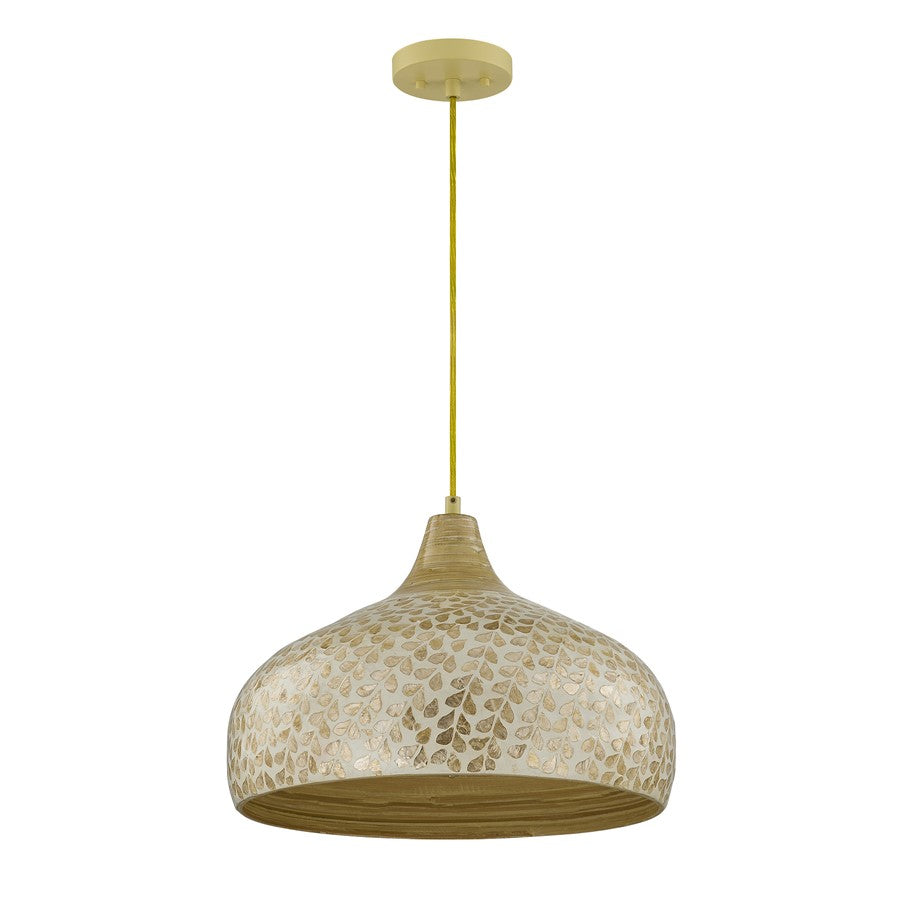 Savoy House Kemp 1 Lt Pendant, Ivory and Gold Shell