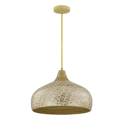 Savoy House Kemp 1 Lt Pendant, Ivory and Gold Shell