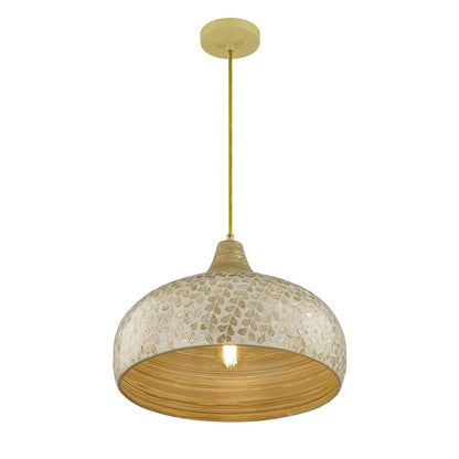 Savoy House Kemp 1 Lt Pendant, Ivory and Gold Shell