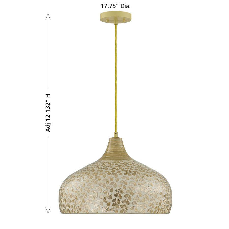 Savoy House Kemp 1 Lt Pendant, Ivory and Gold Shell