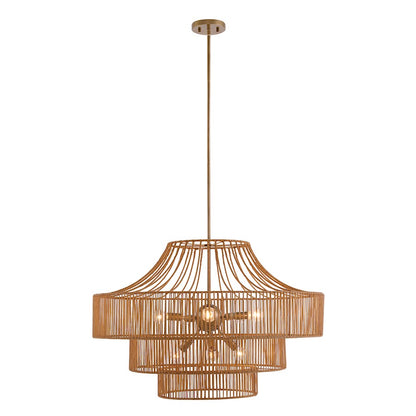 8 Light Outdoor Chandelier, Burnished Brass