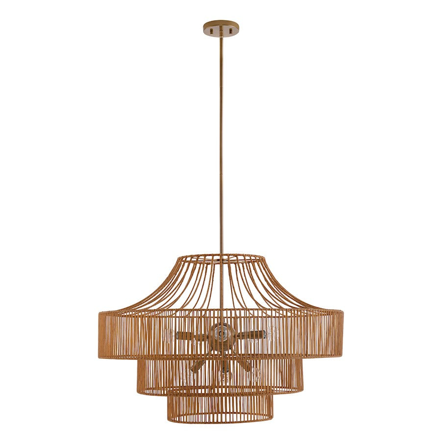 8 Light Outdoor Chandelier, Burnished Brass