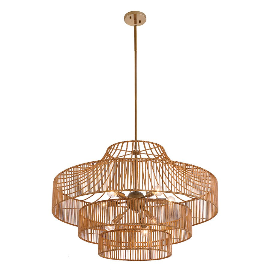 8 Light Outdoor Chandelier, Burnished Brass