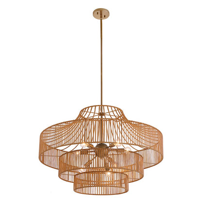 8 Light Outdoor Chandelier, Burnished Brass