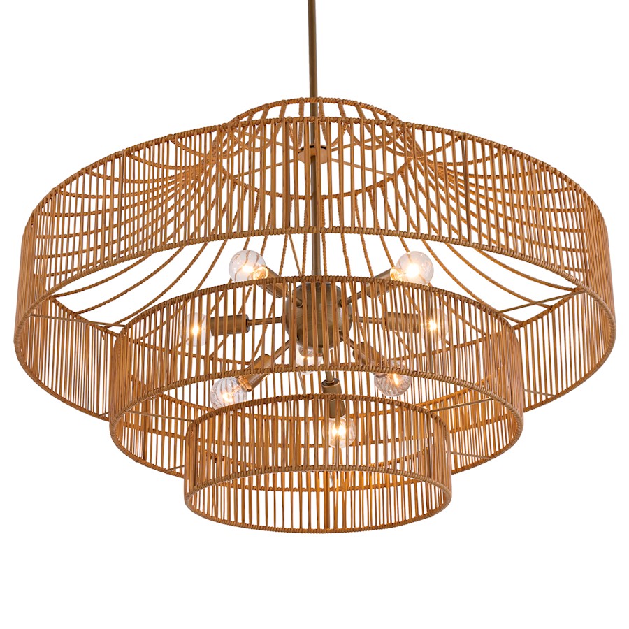 8 Light Outdoor Chandelier, Burnished Brass