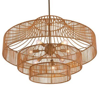 8 Light Outdoor Chandelier, Burnished Brass