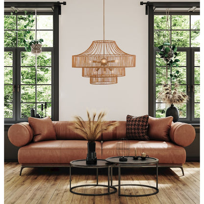 8 Light Outdoor Chandelier, Burnished Brass