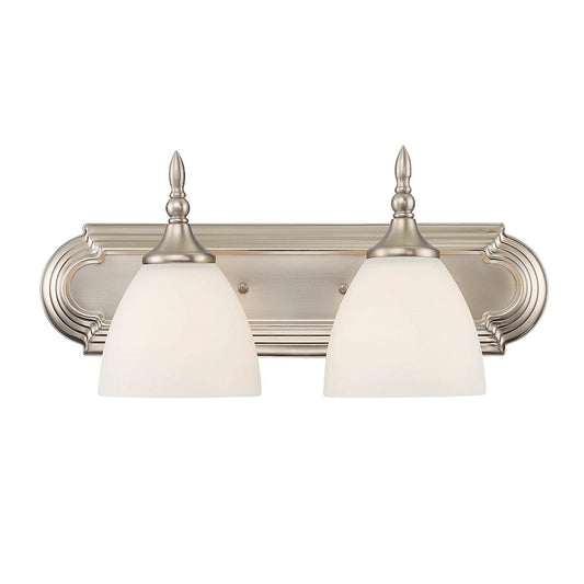 2 Light Bathroom Vanity Light, Satin Nickel