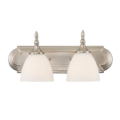 2 Light Bathroom Vanity Light, Satin Nickel