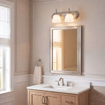 2 Light Bathroom Vanity Light, Satin Nickel